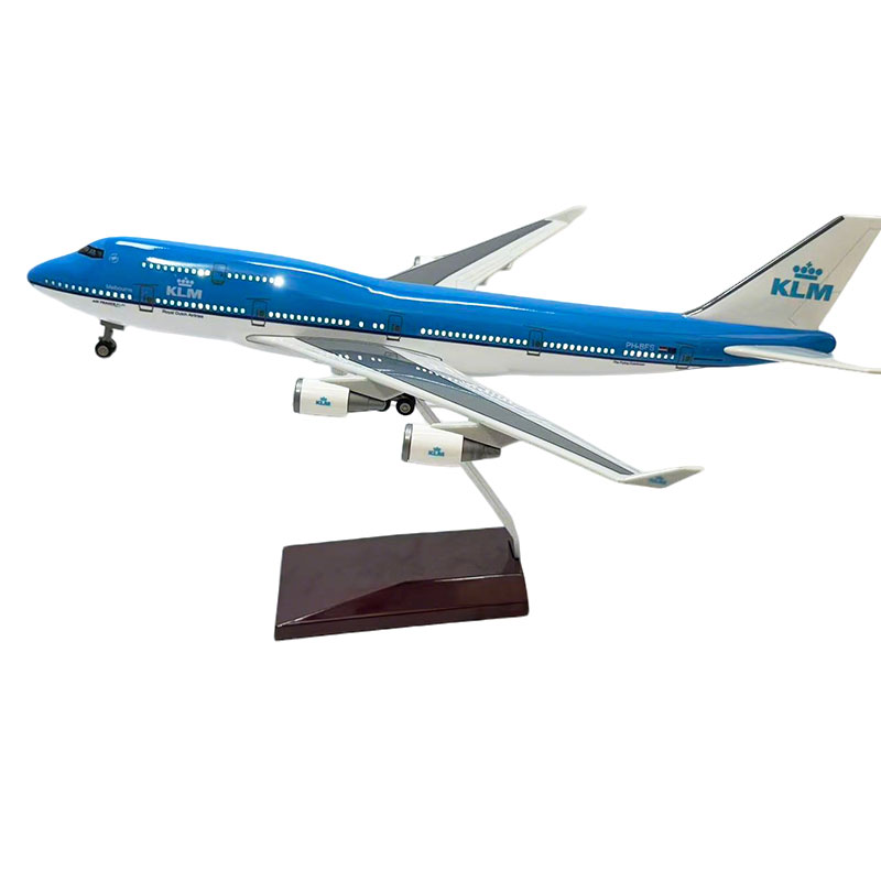 飞机模型波音747荷兰航空仿真民航客机LED声控灯航模玩具收藏摆件