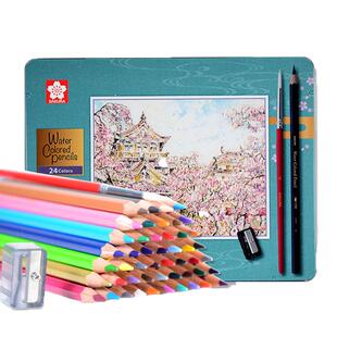 官方旗舰店 sakura樱花水溶性彩铅24色72色48色油性彩色铅笔套装学生用彩铅笔减压全芯彩铅三角彩铅绘画手帐