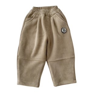 男童一体奥粒绒休闲裤秋冬2025新款中童柔软弹力裤子儿童加绒长裤