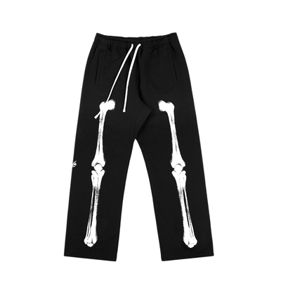 slamble直筒男骨头印花卫裤