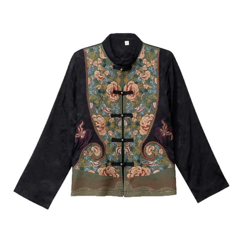 绣花薄棉服秋冬款国潮外套