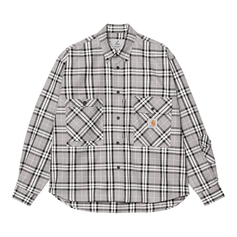 Carhartt WIP x INVINCIBLE 联名款格纹图案纽扣宽松长袖衬衫外套