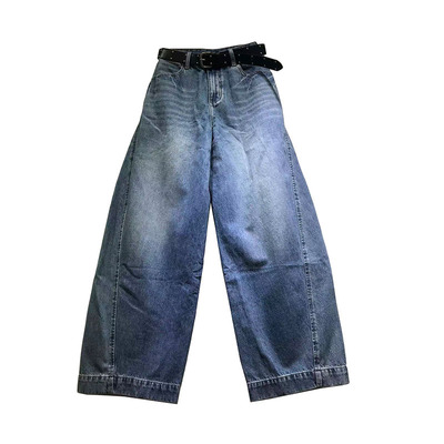 弯刀裤女拖地牛仔裤春季阔腿裤