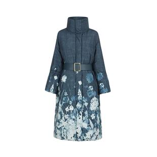 sdeer圣迪奥冬季女装立领印花收腰宽松长款羽绒服S23482401