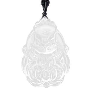 福妞天然白水晶九尾狐狸吊坠手工雕刻水晶九尾狐毛衣链凤九小狐狸