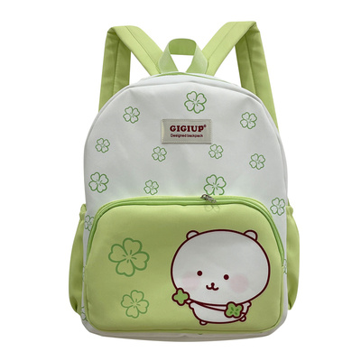 吉吉向上原创可爱清新四叶草小熊双肩包大容量初高中生高颜值背包