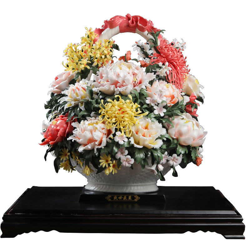 百花齐放陶瓷摆件可定制祝福语
