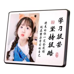 学生闹钟学习很苦励志摆件激励孩子书桌时钟定制照片相框摆台礼物