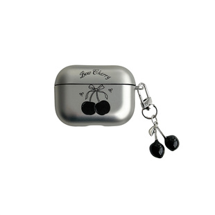 黑色樱桃airpods4保护套适用苹果蓝牙耳机壳2代银色3代硅胶pro3轻奢高级感女款airpodspro第二代防摔新款软壳