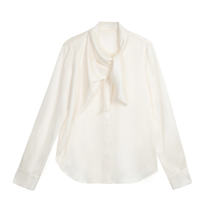 Maven Lin 优雅气场|轻奢缎面衬衫女设计感飘带蝴蝶结长袖衬衣