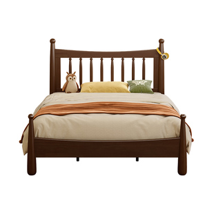 胡桃木儿童床全实木温莎床1.2m1.5单人床小户型男孩女孩中古风床