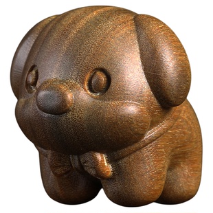 天然绿檀木生肖狗手把件宠物狗可爱萌宠小奶狗手办中华田园犬摆件