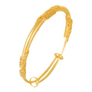 相思藤古法沙金手镯活口推拉镯子手环黄金色镀金开口实心时尚首饰