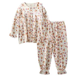 哺乳卡通纯棉双层纱布开衫睡衣长袖大码春秋宽松胖MM孕产妇月子服