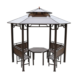 藤朝户外庭院六角凉亭别墅花园移动农家乐室外楼顶天台小木屋亭子