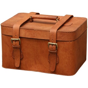 纯手工定型牛皮汽车整理箱户外行李包首饰储物箱后备医用药箱
