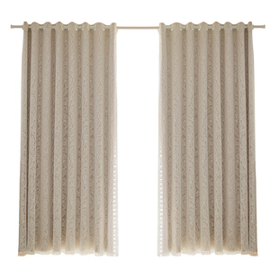 窗帘全遮光卧室飘窗出租房罗马杆送杆一整套2025新款法式布纱双层