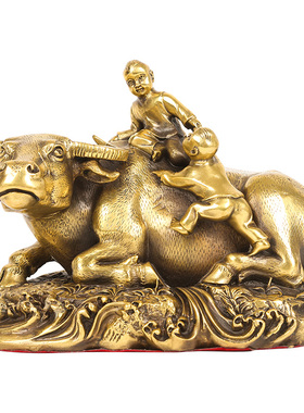 铜牧童骑牛摆件招财客厅