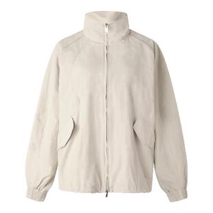 ourhour 立领弧形袖 沙砾色反光条宽松工装短外套 女秋设计感夹克