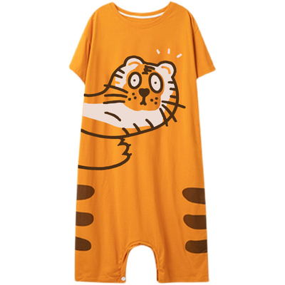 连体睡衣女夏带胸垫防凸点纯棉