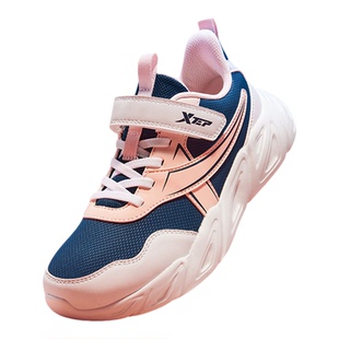 特步童鞋秋冬新款跑步鞋中大童女童轻盈耐磨百搭魔术贴儿童运动鞋