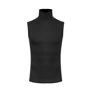 DUYQ《黑与白》男士010黑色高领无袖背心国标拉丁舞练功服