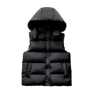 带帽纯色儿童马甲加厚男童羽绒棉背心女童秋冬保暖韩版内外穿马夹