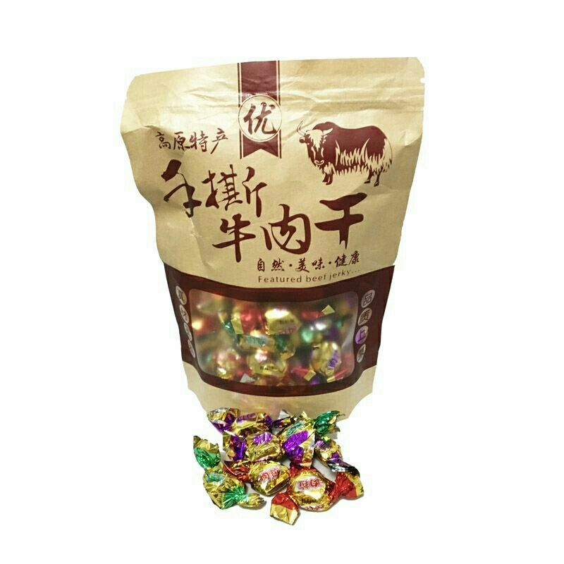 青海特产散装草原牦牛肉干粒糖果牛肉粒500g包邮麻辣五香休闲零食
