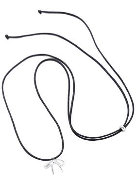 925银蝴蝶结吊坠女项链女简约手工编织可调节毛衣链轻奢高级感