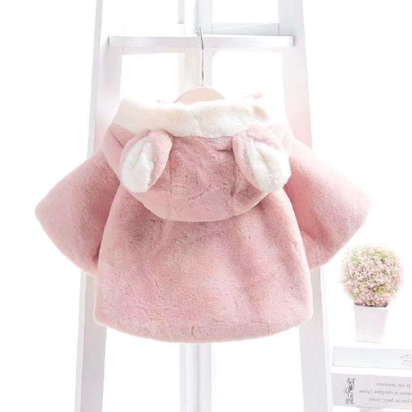 婴幼儿秋冬戴帽斗篷披风女宝宝秋冬装加厚外套外出衣服防风毛毛衣