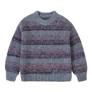 KUUYOO儿童旷野之息渐变圆领毛衣冬季大童晕染蓬松加厚款针织上衣