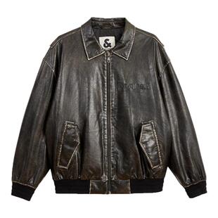 杰克琼斯夹克外套春季潮棉服PU皮翻领拉链字母刺绣防风皮质男