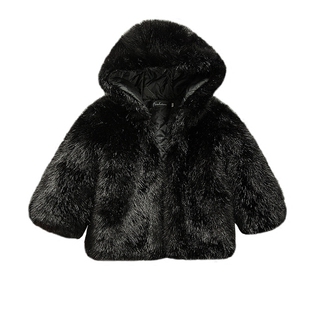 儿童皮草冬装仿水貂毛皮草外套男女童连帽棉袄加厚棉衣宝宝毛毛衣