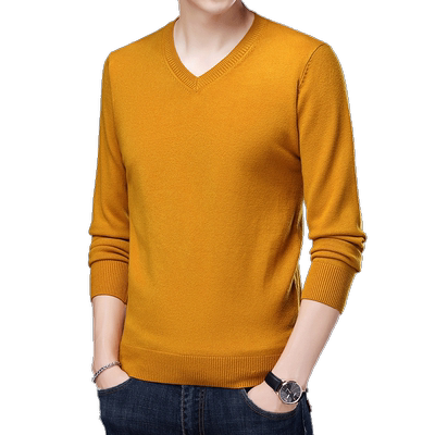 男士长袖针织衫纯棉春秋装潮纯色
