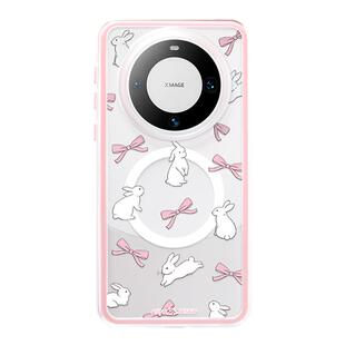 蝴蝶结兔子适用华为mate60pro手机壳磁吸全包新款mete60高级感网红创意磨砂mt60pro+防摔带支架保护套外壳