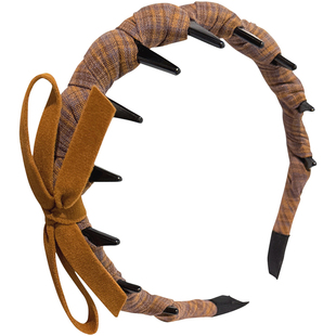 气质蝴蝶结格纹带齿高颅顶发箍带齿防滑波浪发卡女高级感头箍头饰