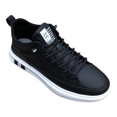 黑色圆头特大码中邦皮面布面男鞋