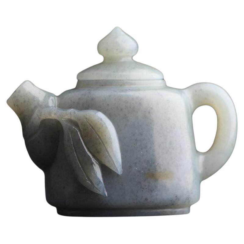 梵峙和田玉竹节小茶壶摆件送证