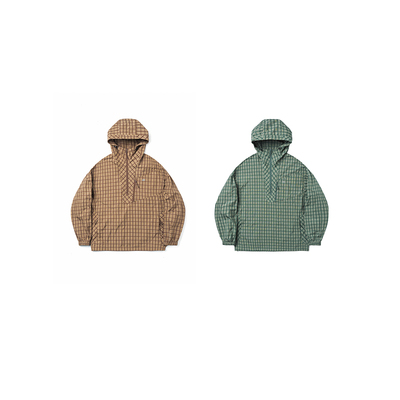 高山热格纹BAJA连帽半拉链风衣