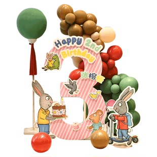 宝宝一周岁生日数字气球立柱装饰布置儿童派对装扮kt板小鼠波波