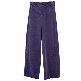 ManMans紫色灯芯绒直筒休闲裤冬季新款慵懒宽松显瘦保暖长裤女