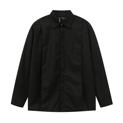 重磅垫肩长袖衬衫男简约黑色开衫