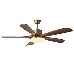 源氏木语中古风吊扇灯2026年新款复古客厅餐厅吊灯胡桃木色风扇灯