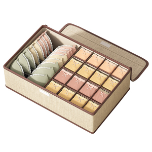 带盖内衣内裤袜子三合一收纳盒家用装文胸贴身衣物分格整理筐神器