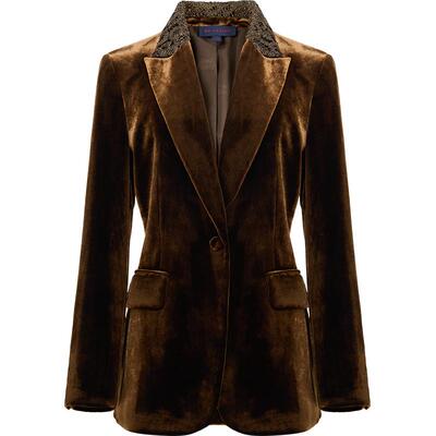 雅莹含真丝丝绒气质西装外套