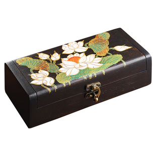 异丽2025新款实木三金首饰盒复古木质高档结婚彩礼便携五金收纳盒