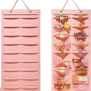 悬挂式发夹收纳盒爪夹壁橱收纳挂袋壁挂储物袋毛毡发夹支架挂墨镜