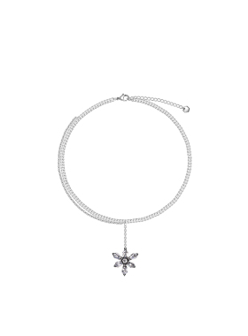 黑银色白箭形锆石不对称项链