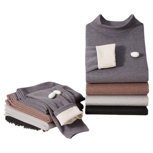 yaloo/雅鹿羊毛蚕丝保暖内衣男加厚加绒秋衣秋裤冬德绒打底衫套装