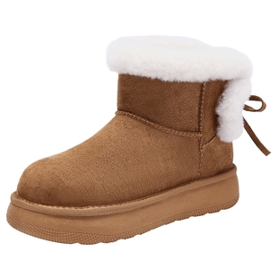 热风加绒雪地靴女鞋2025年冬季新款复古保暖棉鞋加厚毛毛短筒靴子